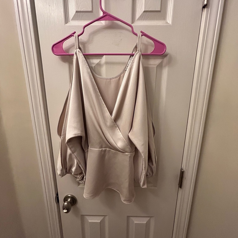 Elegant Cream Wrap Blouse